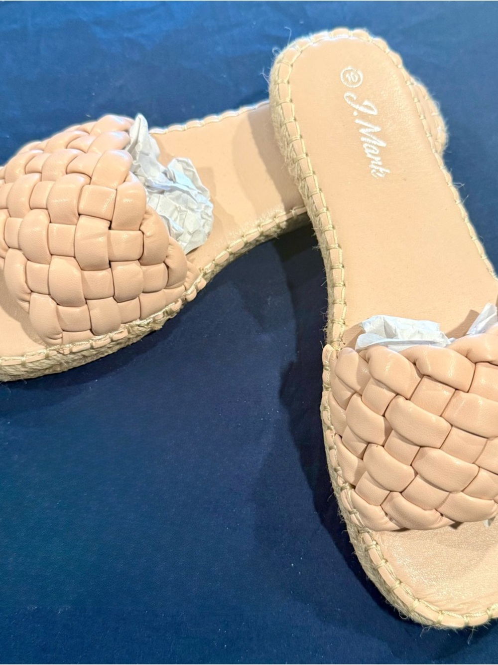 Woven Slide Sandals in Nude Pink